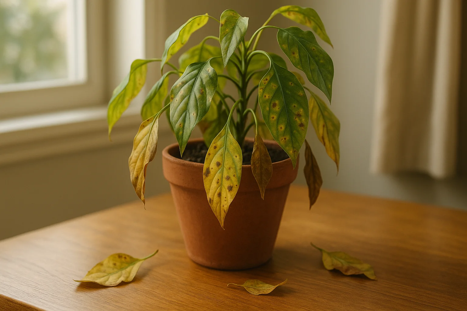 a sick indoor plant